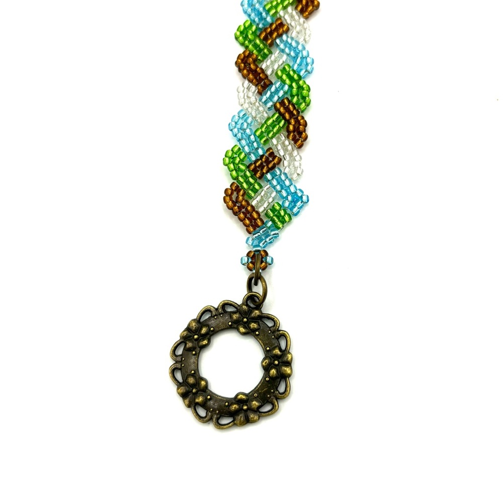 HAND CRAFTED Celtic Knot Beaded Bracelet Earth Tones - Picture 6 of 9